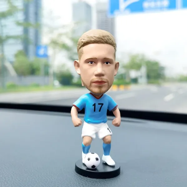 Design Soccer Player Bobblehead Figurine Blue Jersey Accessories - 1