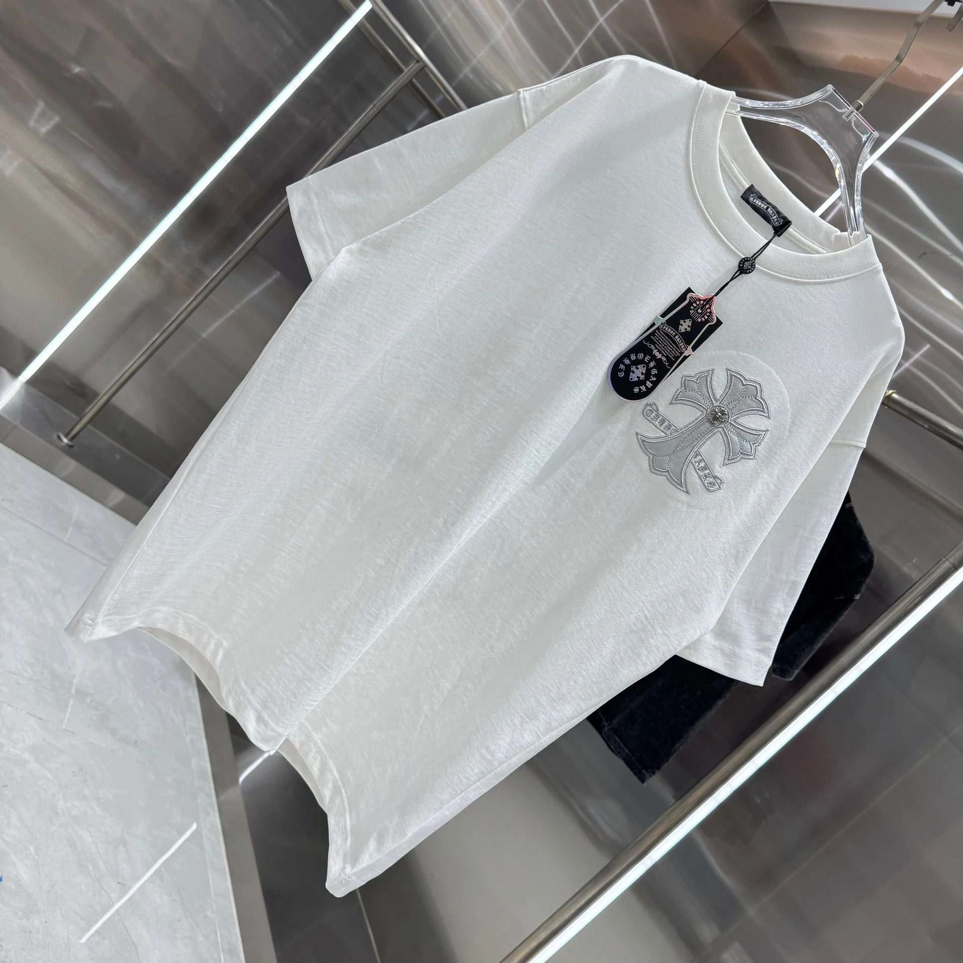 Chrome Hearts Cross Embroidered Black T-Shirt - 5