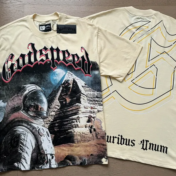 Godspeed Skull Graphic Beige T-Shirt - 13