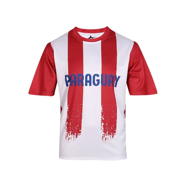 Design Paraguay National Team Inspired Jersey Red and White - 1