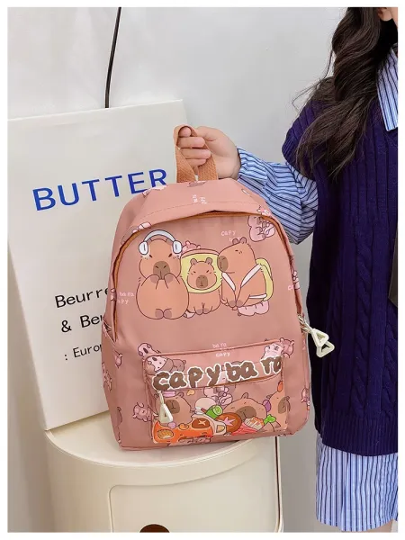 Design Capypara Capybara Print Mini Backpack Blue Mini Backpack - 15