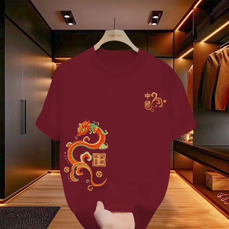 Design YZEE MC Floral Embroidery Burgundy T-Shirt T-Shirts - 22