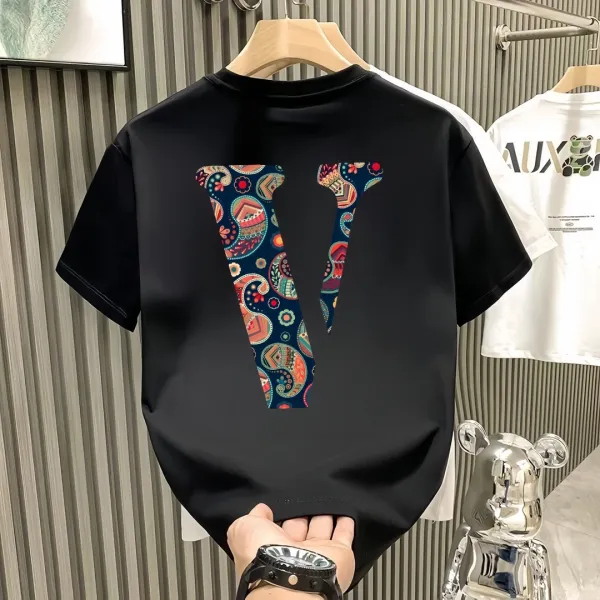Design V-Print Paisley Graphic T-Shirt White - 5