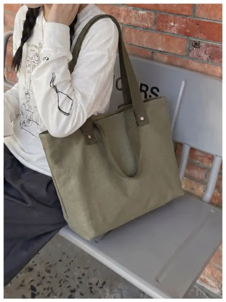 Design Canvas Tote Bag Olive Green Tote Bag - 20