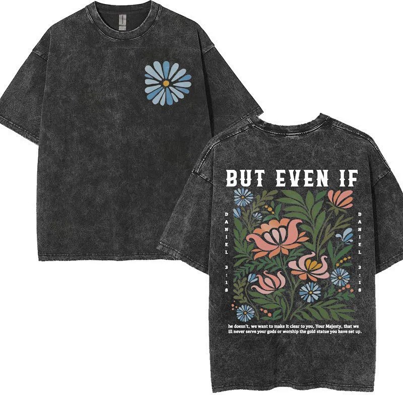 Graphic Cross Print Acid Wash
