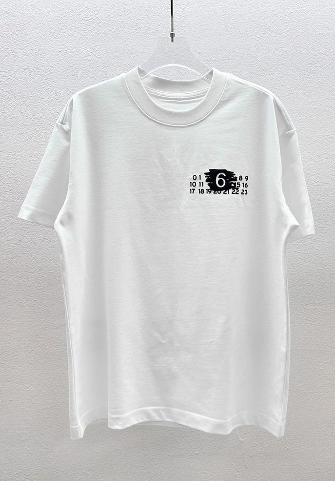 Maison Margiela Logo Embroidered T-Shirt White and Black - 36