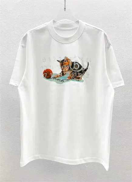 Maison Margiela Tabi Logo Embroidered Black T-Shirt - 35