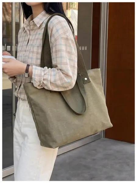 Design Canvas Tote Bag Olive Green Tote Bag - 22