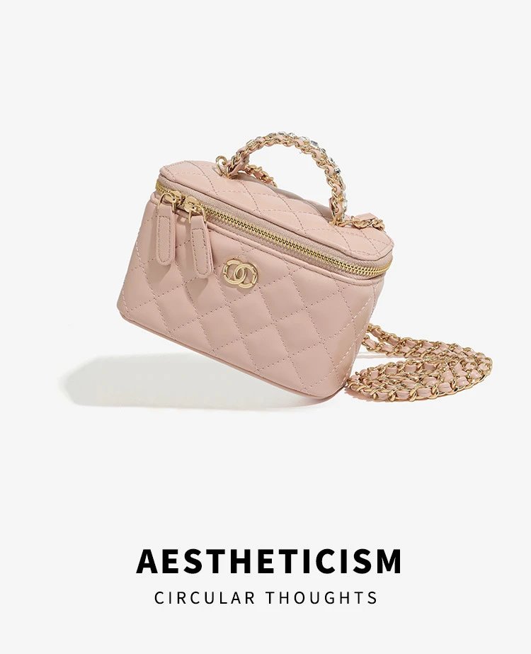 Chanel Mini Vanity Case Off-White Quilted Chain Bag - 20