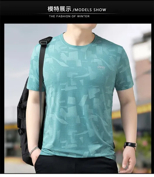 Design Jeep Spirit Geometric Print Navy T-Shirt T-Shirts - 17