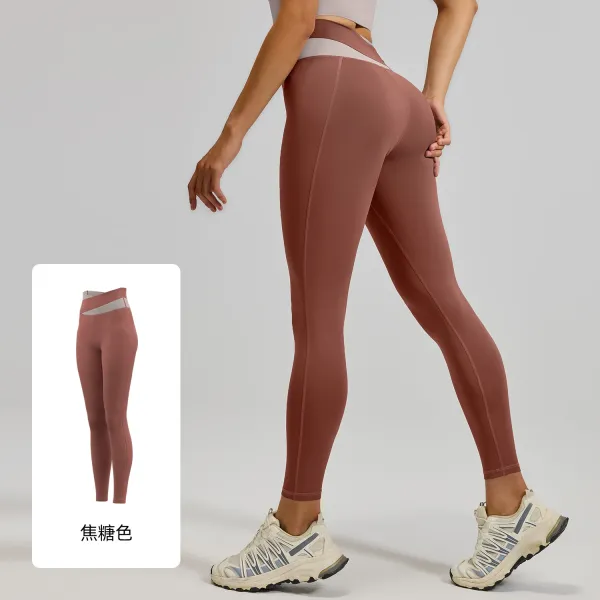 Design High-Waist Contrast Waistband Leggings - 1