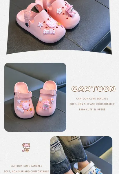 Design Clog Sandals Pink with Charms Kids Casual Footwear - 12