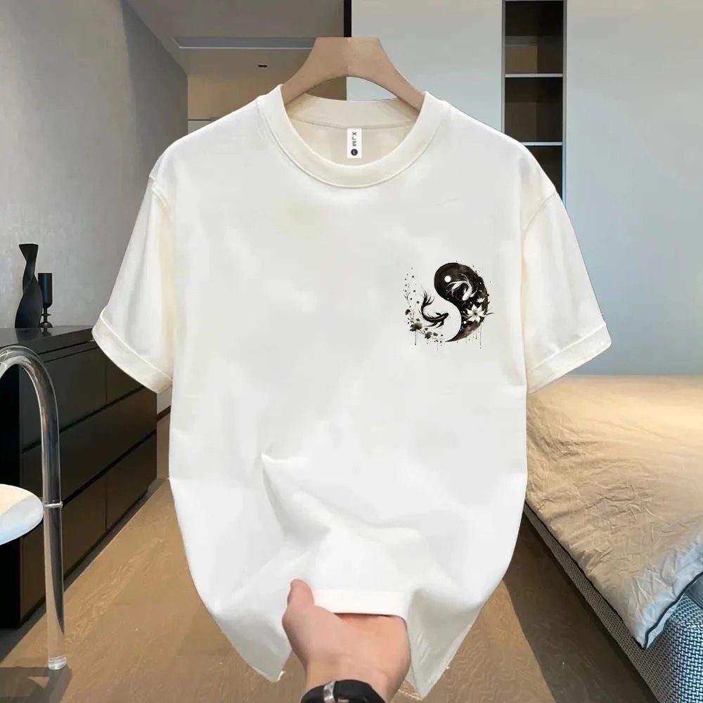 Design Yin Yang Koi Fish Graphic T-Shirt Black - 10