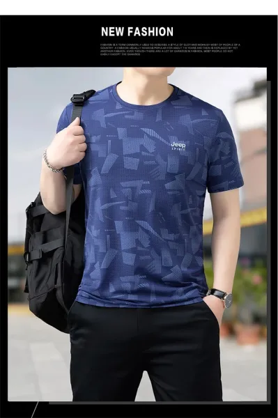 Design Jeep Spirit Geometric Print Navy T-Shirt T-Shirts - 14