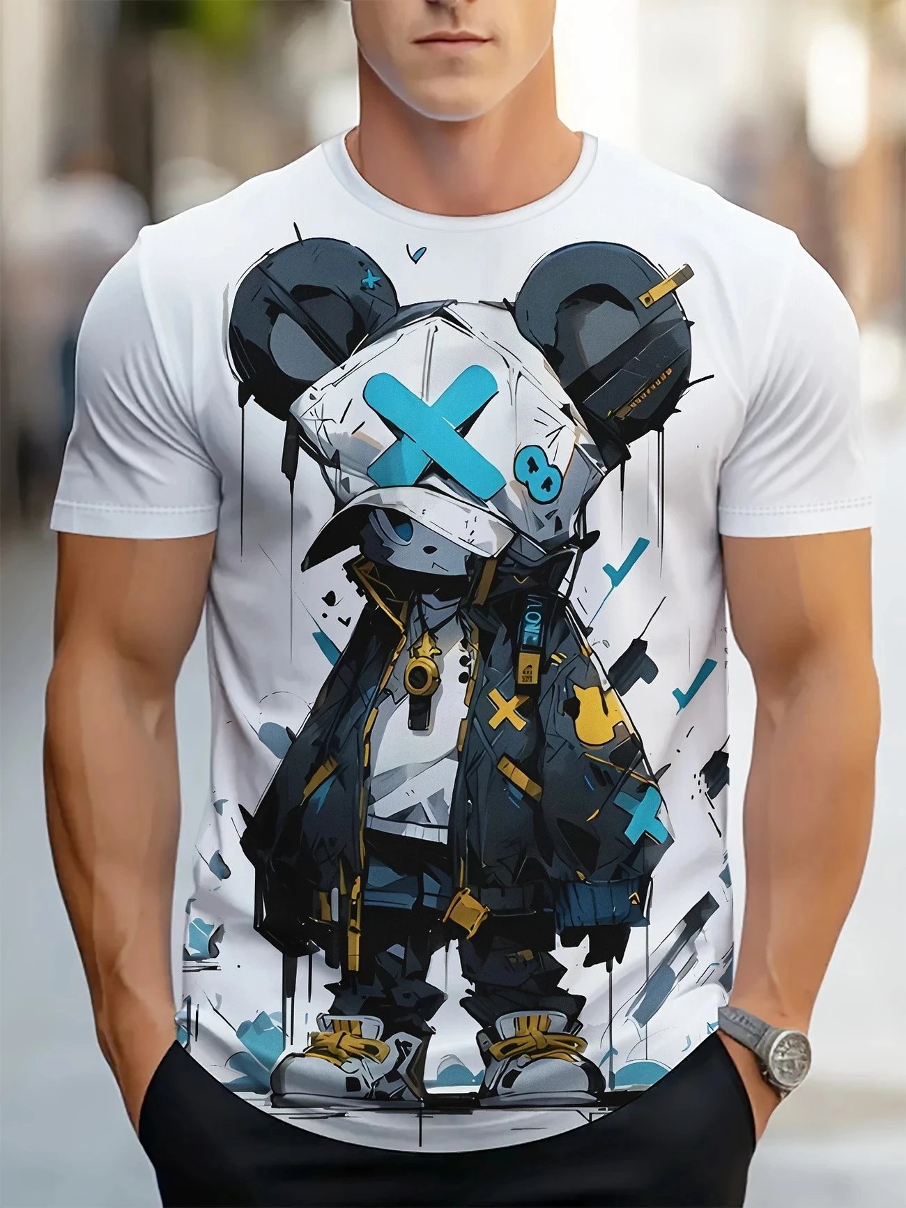 Design Popeye Comic Print Multicolor T-Shirt T-Shirts - 4