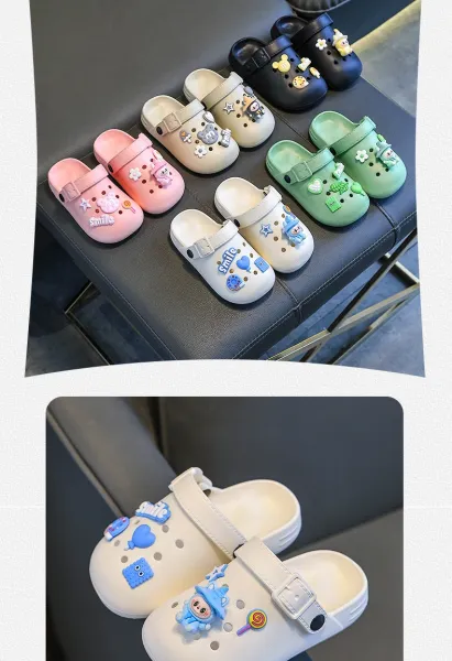 Design Clog Sandals Pink with Charms Kids Casual Footwear - 14