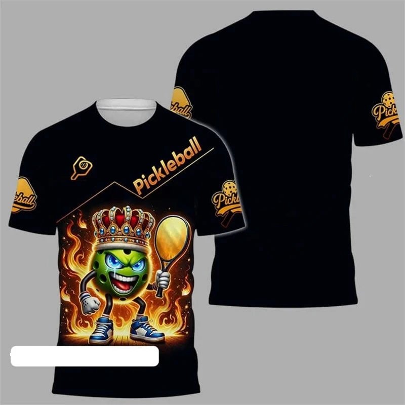 Design Pickleball Graphic Performance T-Shirt Orange Yellow Black T-Shirts - 3