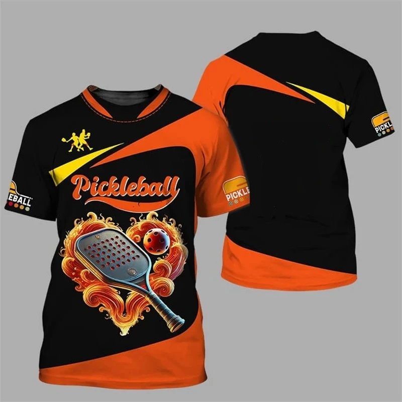 Design Pickleball Graphic Performance T-Shirt Orange Yellow Black T-Shirts - 15