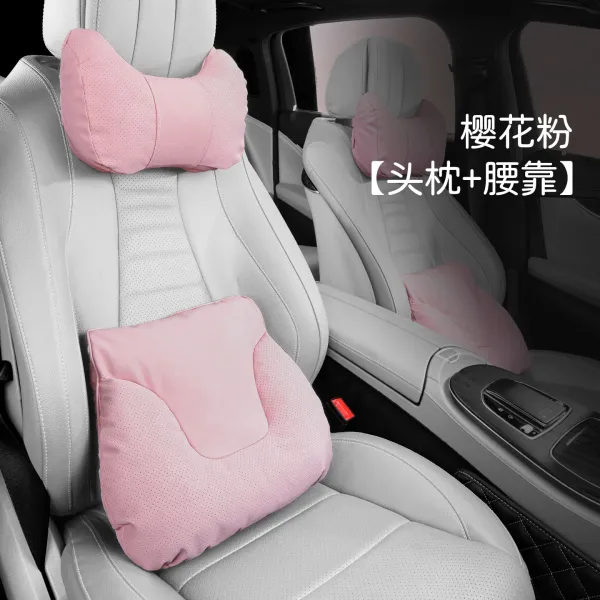 Design Cherry Blossom Pink Car Headrest + Lumbar Support Pillow Set Accessories - 1