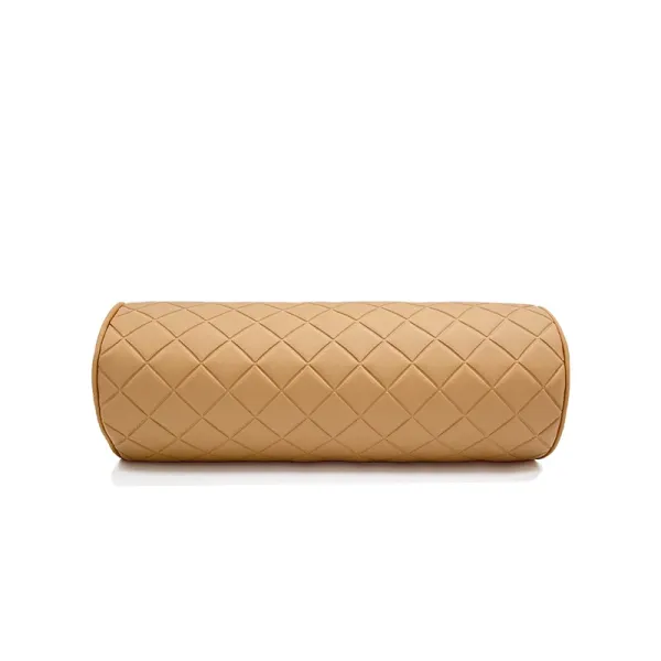 Bottega Veneta Cylinder Pillow Beige Quilted Leather Cushion Accessories - 1