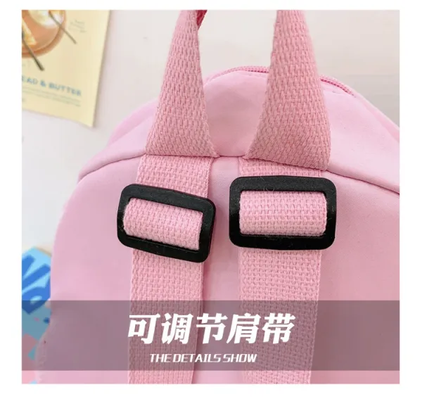 Design Labubu Pink Gingham Cartoon Print Mini Backpack - 7