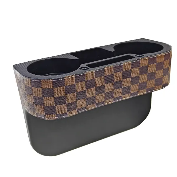 Design Car Seat Organizer with Damier Check Pattern Black and Brown Bags - 1
