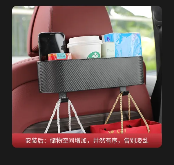 Design Creative Car Seat Back Storage Box with Hooks Black Bags - 6