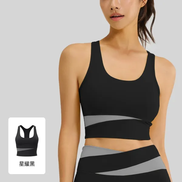 Design Starlight Black Cropped Sports Bra Activewear - 1