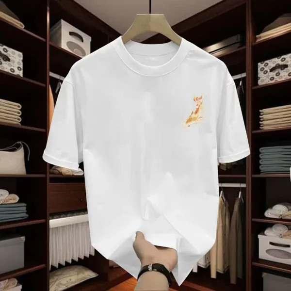 Design Koi Fish Embroidered White Oversized T-Shirt - 9