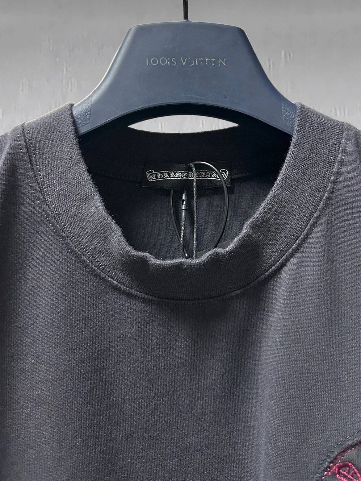 Chrome Hearts Floral Embroidered T-Shirt Charcoal Gray T-Shirt - 9