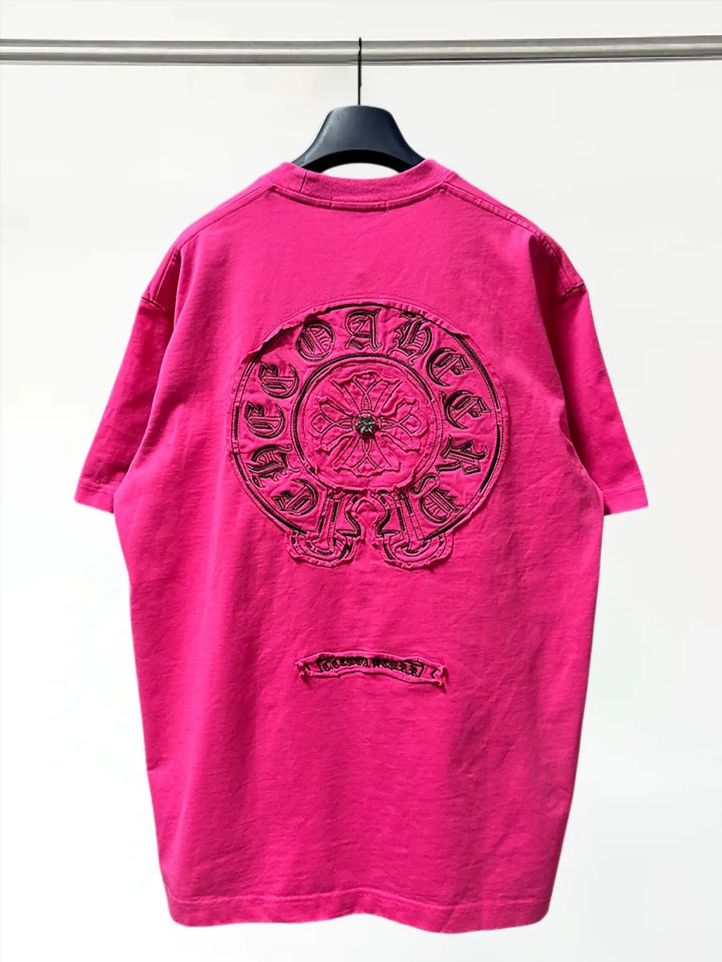 Chrome Hearts Floral Embroidered T-Shirt Charcoal Gray T-Shirt - 12