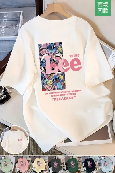 Lee x Disney Stitch Graphic Print Oversized T-Shirt White - 3