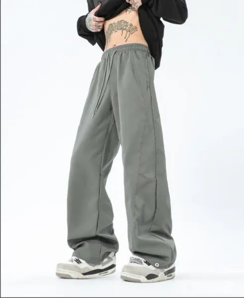 Design Wide-Leg Track Pants Gray Sweatpants - 1