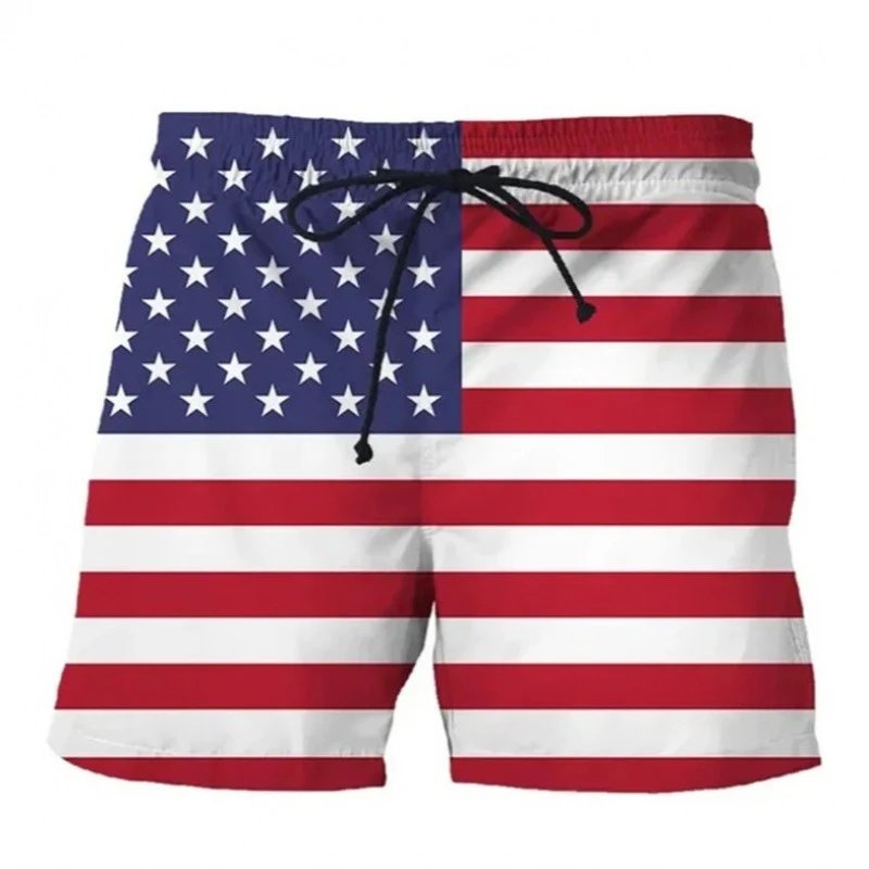 Design American Flag Print Swim Shorts Swimwear