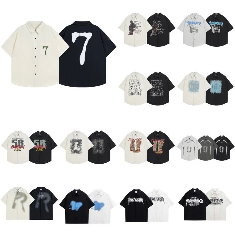 Breathable New Trendy 3D Printed Letter Graphic Short-Sleeve Shirt for Men and Women, Hip-Hop Style Casual Couple Shirt
