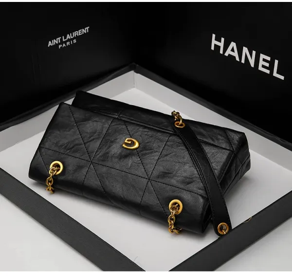 Chanel Gabrielle Small Black Quilted Leather Chain Bag - 13