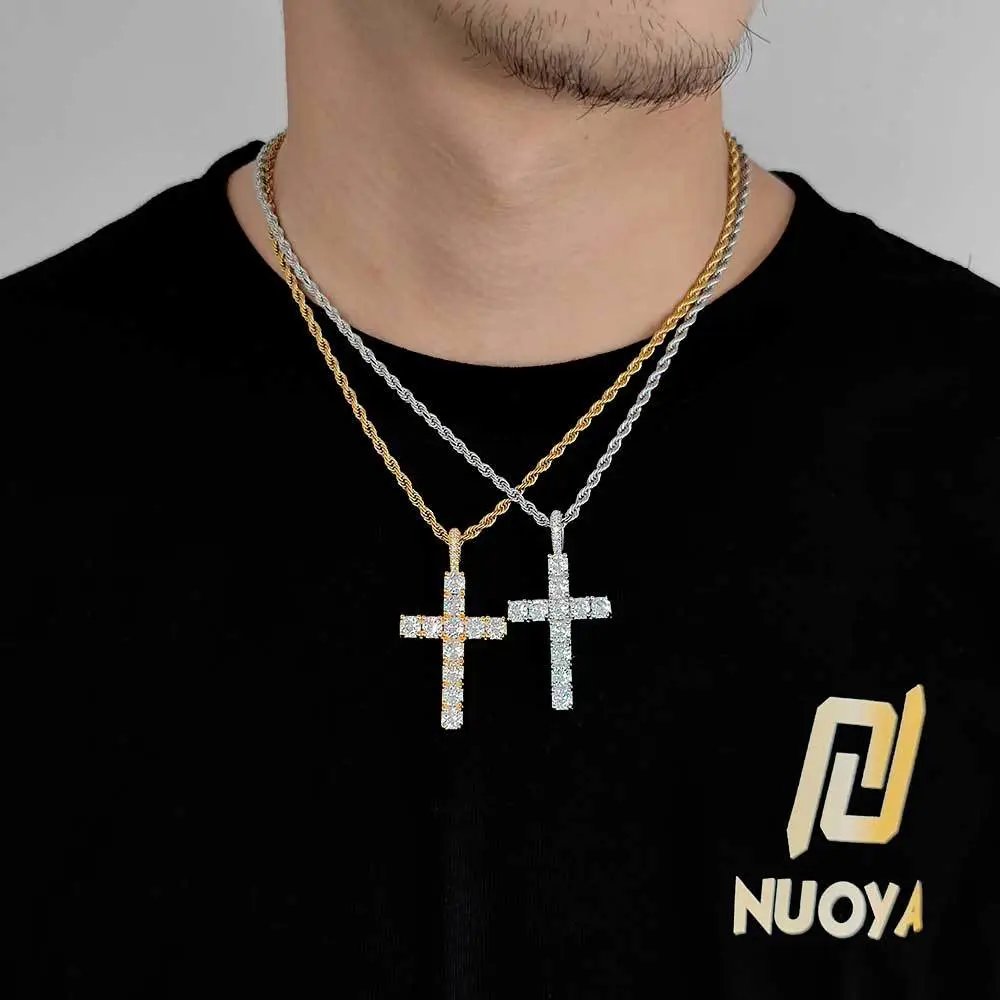 Design Cross Pendant Necklace Gold with Cubic Zirconia Jewelry - 21