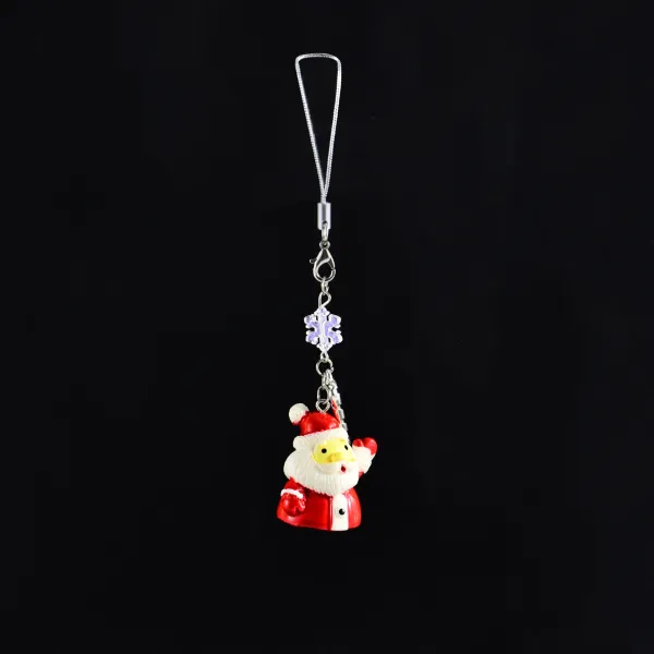 Design Santa Claus Charm Keychain with Snowflake Pendant Silver Chain Accessories - 1