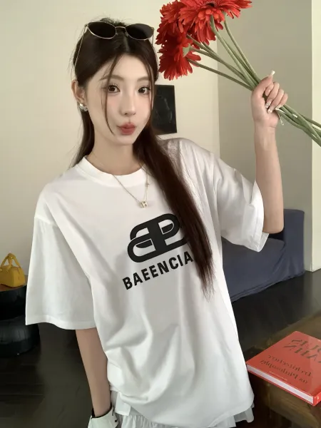 Balenciaga Baeenciaaa Logo Print White T-Shirt - 9