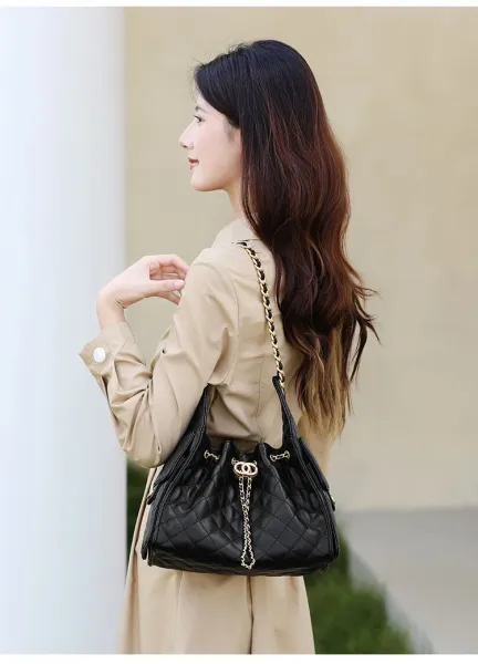Chanel Quilted Bucket Bag Black with Gold Hardware Handbags - 5