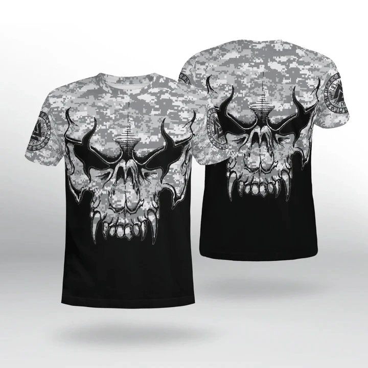 Design Chainmail Armor Print T-Shirt Black / Army Green - 6