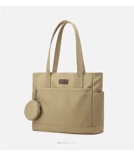 Design Tote Bag Olive Green Nylon Handbag with Detachable Coin Purse - 30