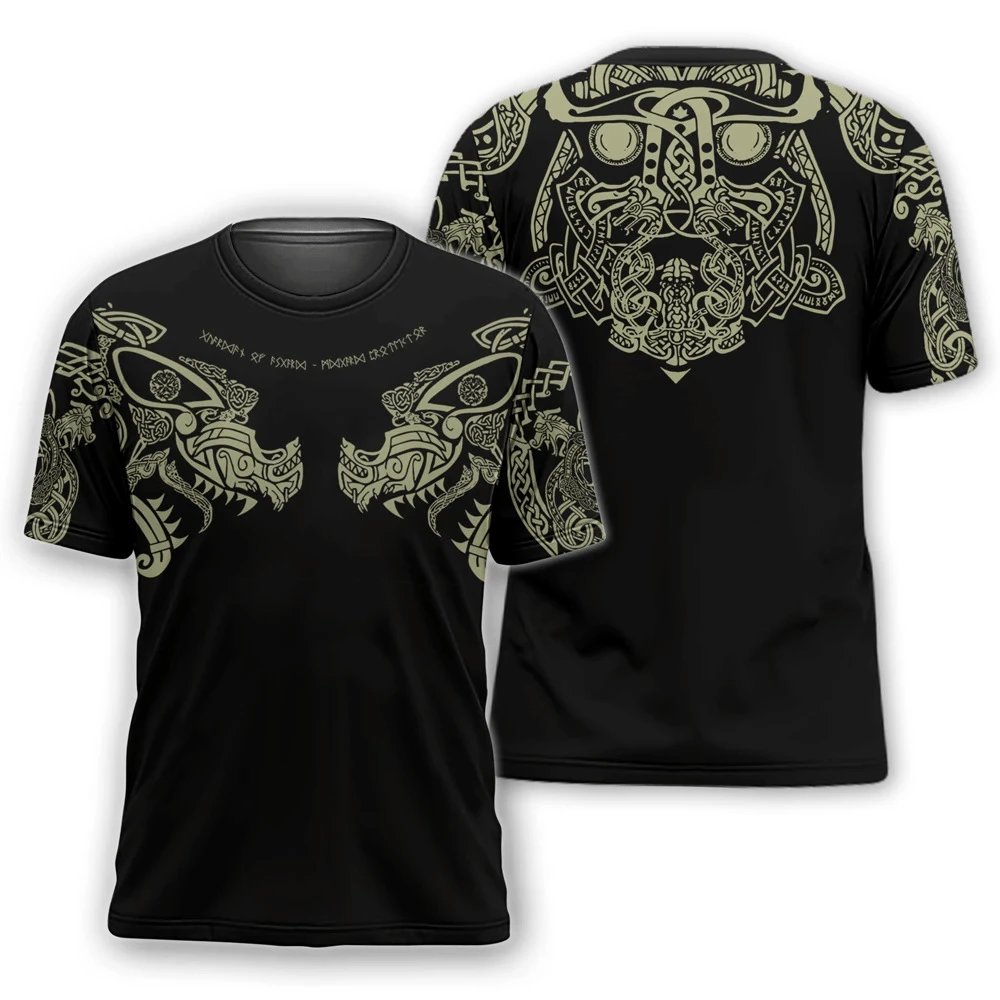 Design Chainmail Armor Print T-Shirt Black / Army Green - 29