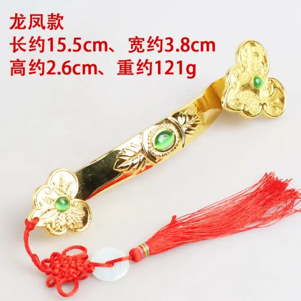 Design Traditional Chinese Dragon-Phoenix Hairpin Gold Green Jade Red Tassel Accessory Jewelry - 1