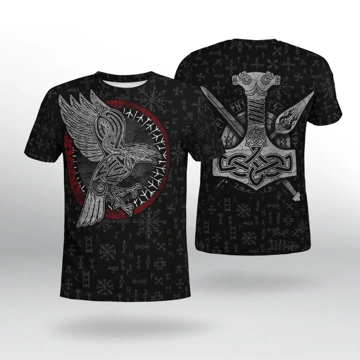 Design Chainmail Armor Print T-Shirt Black / Army Green - 38