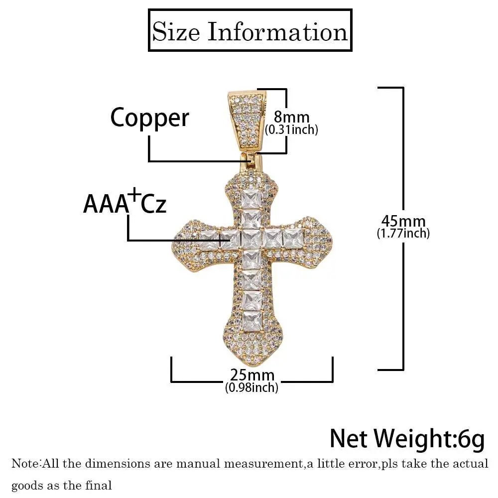 Design Cross Pendant Necklace Gold with Cubic Zirconia Jewelry - 4