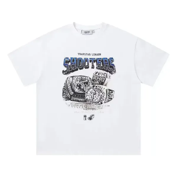 Trapstar Tra Star Blue Print White T-Shirt - 4