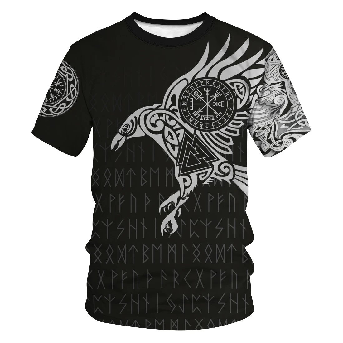 Design Chainmail Armor Print T-Shirt Black / Army Green - 46