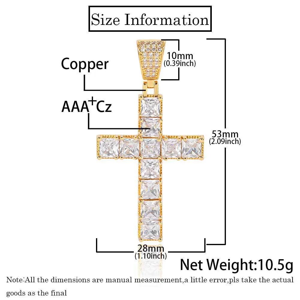 Design Cross Pendant Necklace Gold with Cubic Zirconia Jewelry - 10