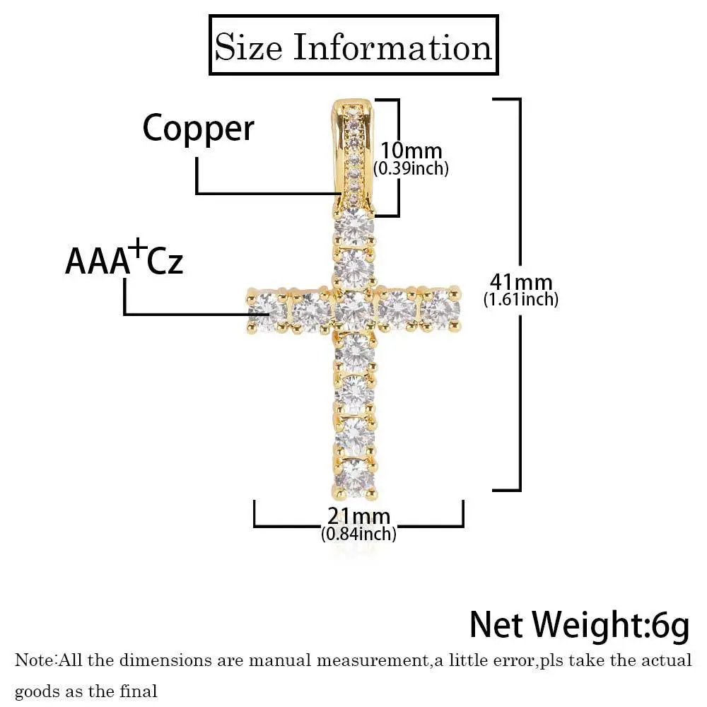 Design Cross Pendant Necklace Gold with Cubic Zirconia Jewelry - 12